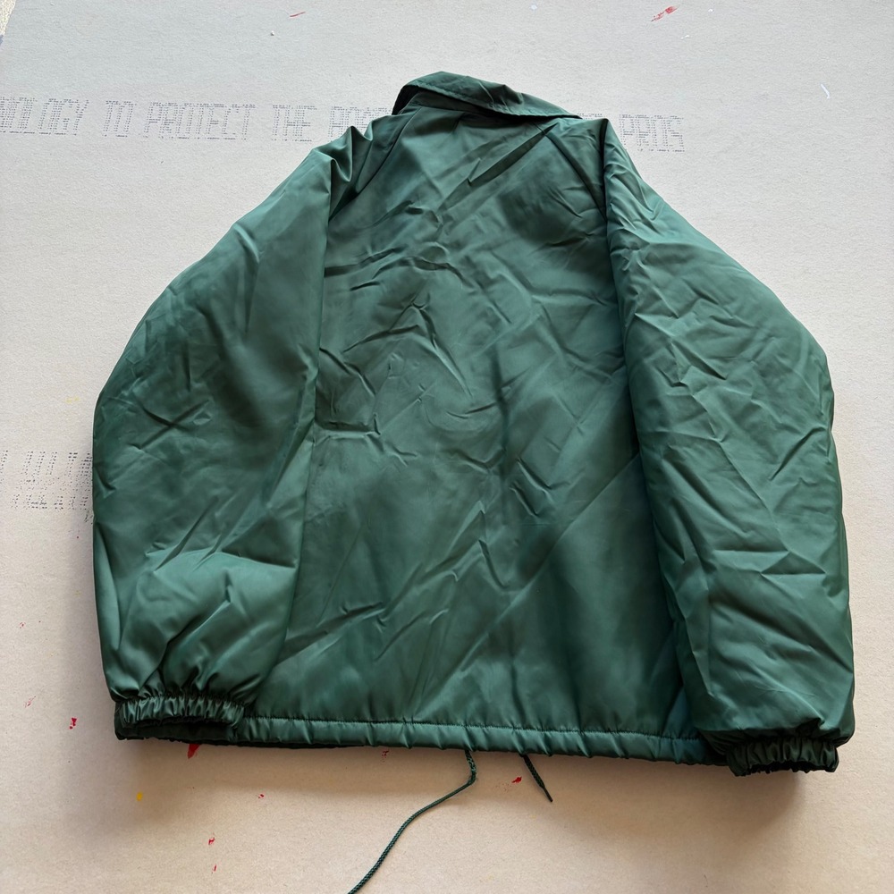 Vintage 80s Coach Jacket Green Sherpa Lined Nylon Workwear jacket - Picture 4 of 6